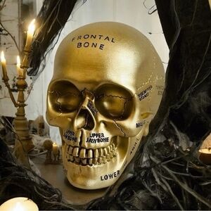 Ashland Gold Pentagram Skull Statue Resin Halloween Decor Supernatural 7x5" VG